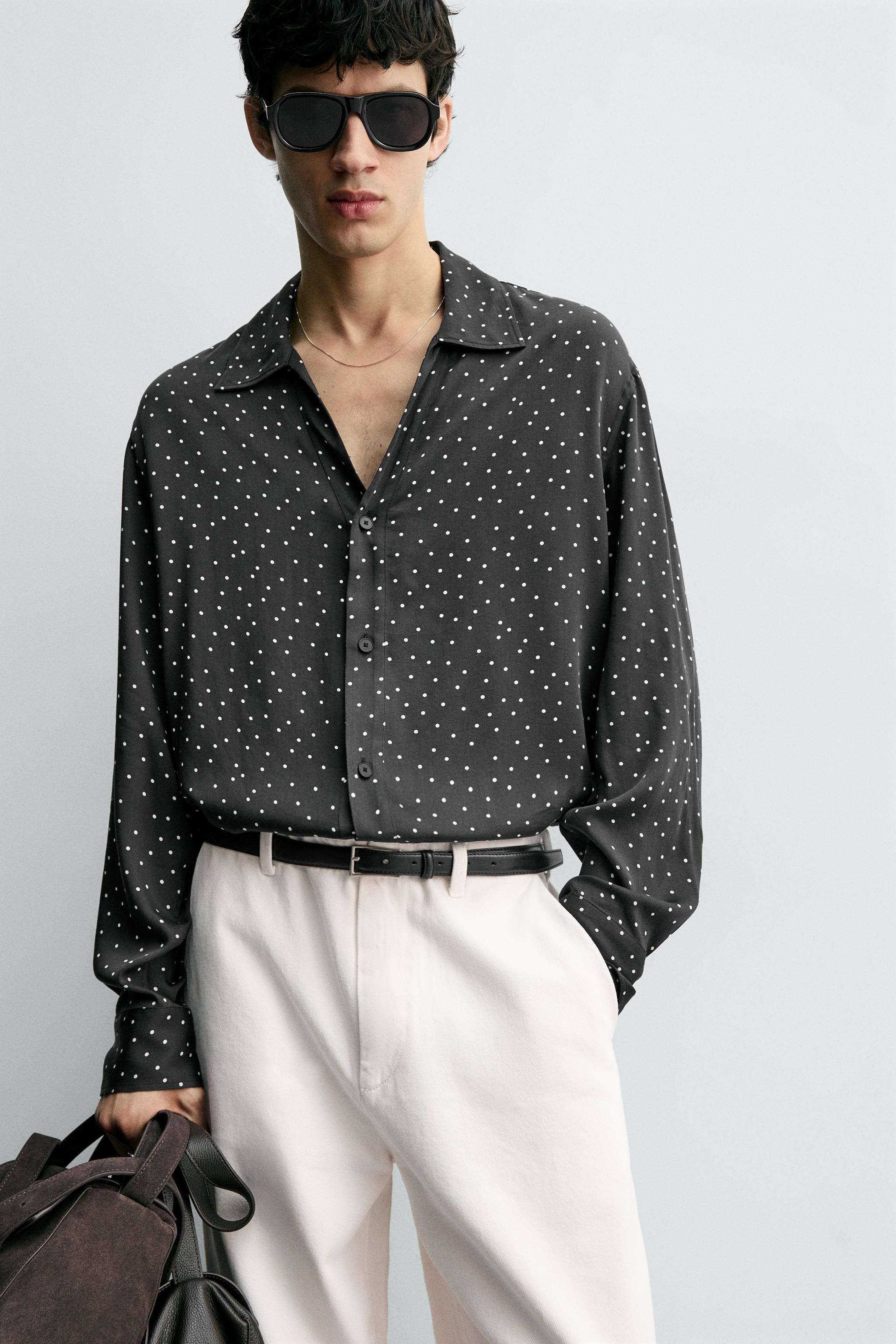 FLOWY POLKA DOT PRINT SHIRT
